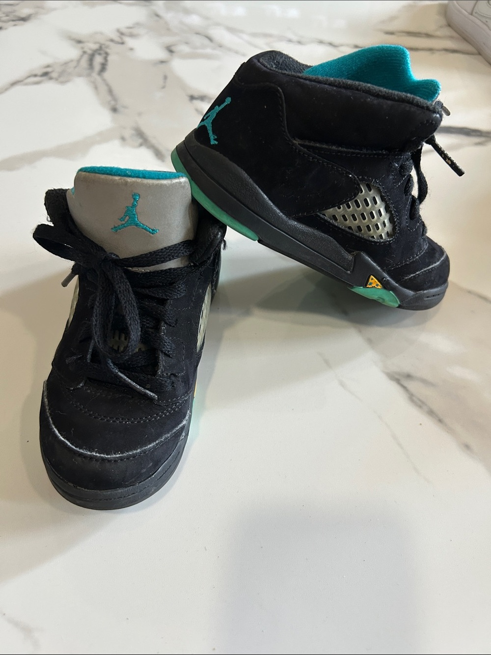 Air Jordan 5 retro 440890_47 Kids' Black & Teal High-Top Sneakers